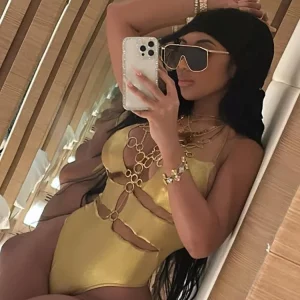 Gold Cutout Chain Halter Bodysuit | Backless Lace-Up | Sexy Skinny Top | 2024 Beachwear