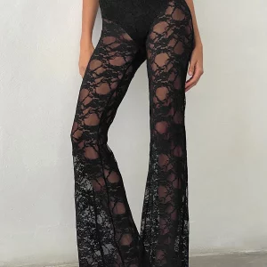 Gothic Lace Flare Pants High Waist Bell-Bottoms