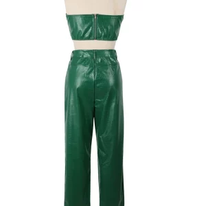 Green Corset Cut-Out Cargo Metallic Jumpsuit Set