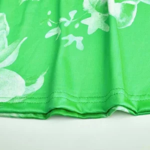 Green Floral Print V-Neck Bohemian Dress for Women