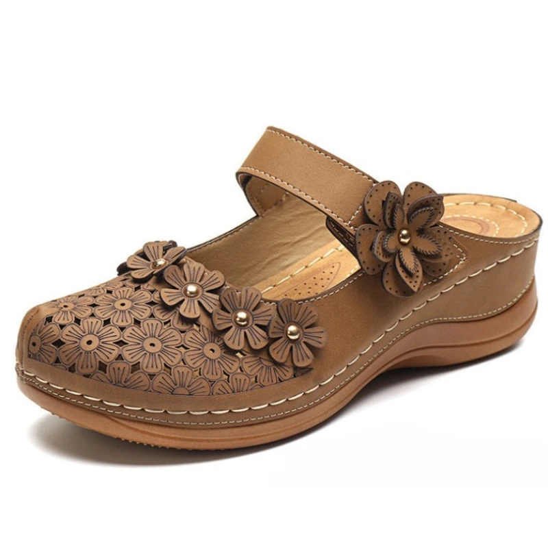 Handmade Leather Floral Roman Sandals for Women