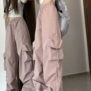 High Waist Cargo Pants for Women | Flap Pocket Relaxed Fit Wide Leg Trousers