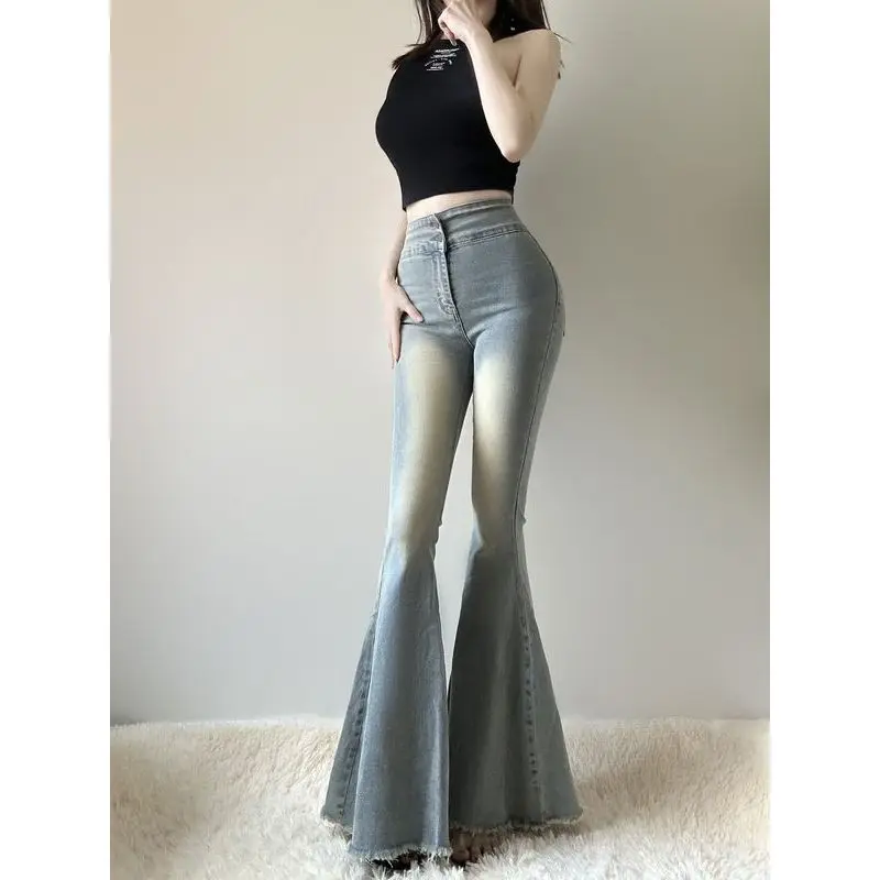 High Waisted American Fishtail Flare Jeans for Women