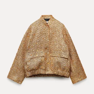 Holiday Chic Sequins Bow Jacket | Women's Y2K Shiny O-neck Coat