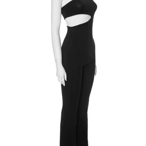 Hollow Out Black Tube Top Jumpsuit Women's Elegant Bodycon Overalls