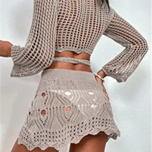 Knitted Cover Up Mini Dress Beach Bathing Suit