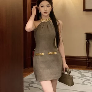 Korean Elegant Mini Dress 2024 | Luxury Beaded Summer Fashion | Hotsweet Sexy Party Robe