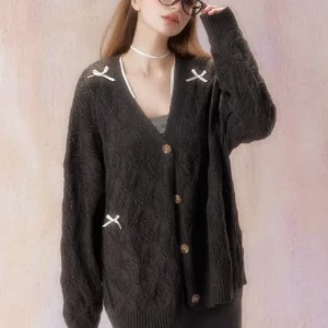 Korean Fashion Knitted Cardigan Women's Bow Sweater