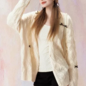 Korean Fashion Knitted Cardigan Women's Bow Sweater