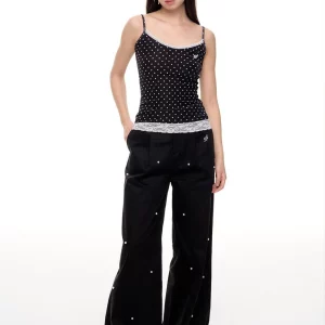 Korean Style Baggy Wide Leg Pants for Women - Streetwear Kpop Black Trousers with High