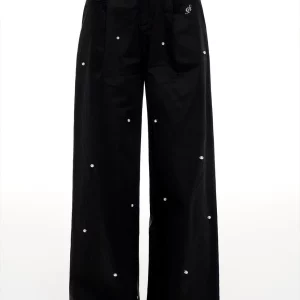 Korean Style Baggy Wide Leg Pants for Women - Streetwear Kpop Black Trousers with High