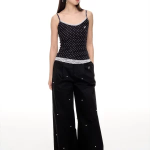 Korean Style Baggy Wide Leg Pants for Women - Streetwear Kpop Black Trousers with High