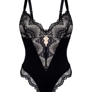 Lace Patchwork V-Neck Bodysuit for Women | Tummy Control Shapewear | 2024 Summer