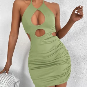 Lace-Up Bodycon Mini Dress - Sexy Backless Wrap