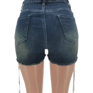 Lace-Up Stretch Denim Shorts | Women's Low Waist Jeans | 2024 Summer Streetwear