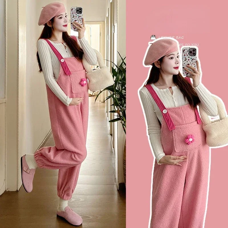 Lambhair Sweet Loose Jumpsuits for Women, Korean Street Style Maternity Pants