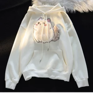 Lazy Cute Animal Plush Embroidered Hoodie for Women