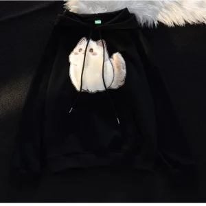 Lazy Cute Animal Plush Embroidered Hoodie for Women