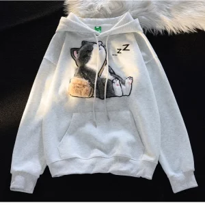 Lazy Cute Animal Plush Embroidered Hoodie for Women