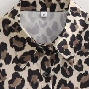 Leopard Print Casual Shirt Women Long Sleeve Blouse