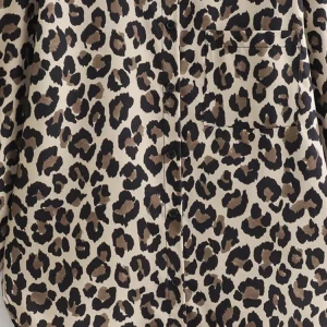 Leopard Print Casual Shirt Women Long Sleeve Blouse