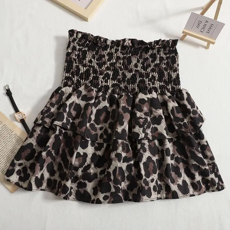 Leopard Print High Waist A-Line Pleated Skirt - 2024 Summer Fashion