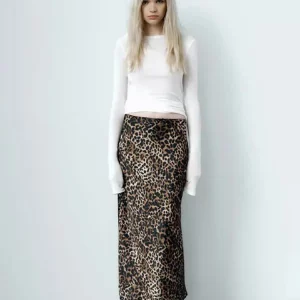 Leopard Print High Waist Fishtail Skirt for Women