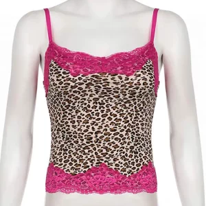 Leopard Print Mesh Camisole Top | Sexy Sleeveless Tank