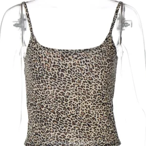 Leopard Print Sleeveless Camisole Women's Hipster Crop Top - 2024 Summer Fashion Streetwear