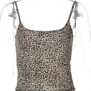 Leopard Print Sleeveless Camisole Women's Hipster Crop Top - 2024 Summer Fashion Streetwear