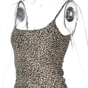 Leopard Print Sleeveless Camisole Women's Hipster Crop Top - 2024 Summer Fashion Streetwear