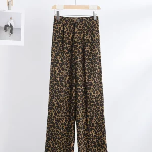 Leopard Print Women's High Waist Wide Leg Pants - 2024 Spring Fashion