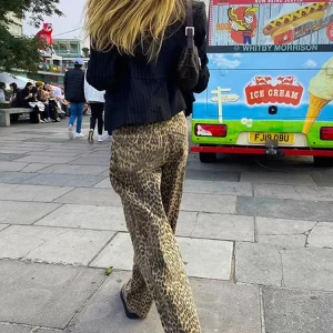 Leopard Print Women's High Waist Wide Leg Pants - 2024 Spring Fashion