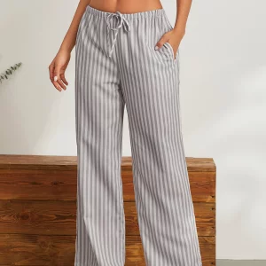 Loose Fit Drawstring Striped Pants for Women | Spring/Summer Office Casual Trousers