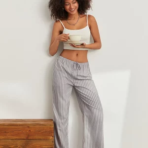 Loose Fit Drawstring Striped Pants for Women | Spring/Summer Office Casual Trousers