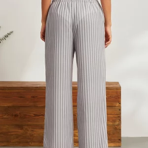 Loose Fit Drawstring Striped Pants for Women | Spring/Summer Office Casual Trousers