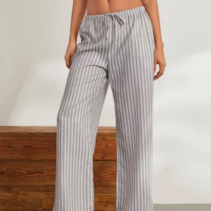 Loose Fit Drawstring Striped Pants for Women | Spring/Summer Office Casual Trousers