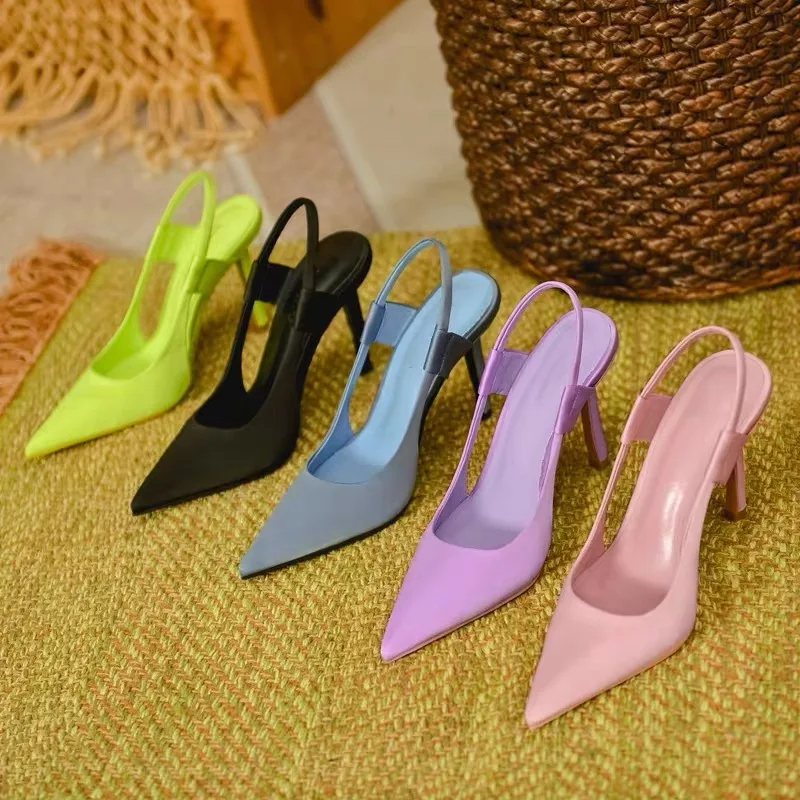 Luxury Designer Women's Pointed Toe High Heel Slingback Sandals