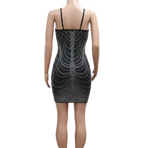 Luxury Sheer Mesh Rhinestone Underwire Mini Dress