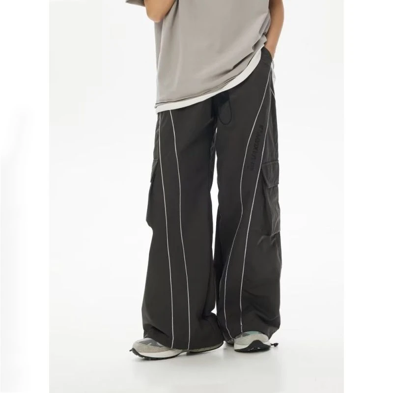 Men's Gray Cargo Sweatpants Streetwear Hip Hop