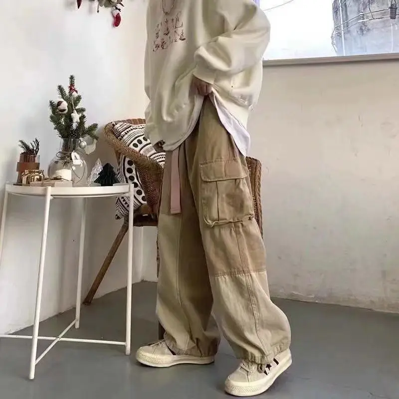 Men's Retro Cargo Pants: Casual Khaki Wide-leg