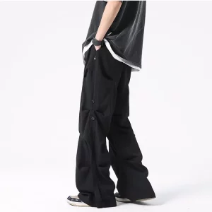 Men's Stacked Pleated Overalls: American High Street Fashion