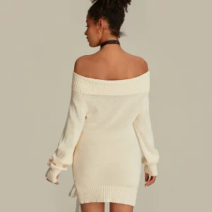 Off-Shoulder Cable Knit Sweater Dress | Women's Fairycore Aesthetic Fashion