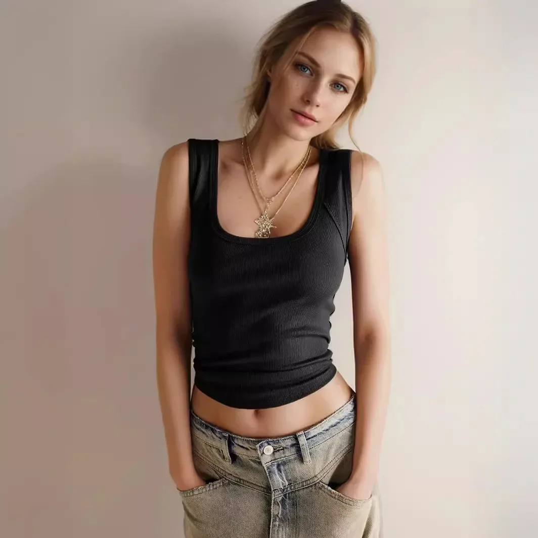 Padded Square Neck Crop Tank Top Sexy Women Vest