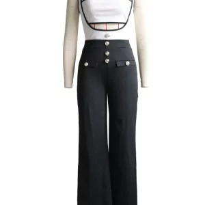 Patchwork Tube Top & Wide Leg Overalls Set - 2024 Streetwear