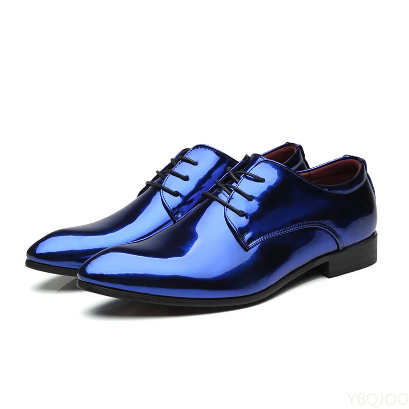 Patent Leather Men's Wedding Oxfords in Gold, Blue, Red & White