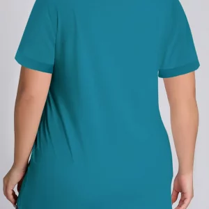 Peacock Blue Plus Size Women's Casual A-Line Blouse