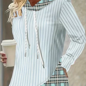 Plaid Hoodie Sweatshirt for Plus Size Women