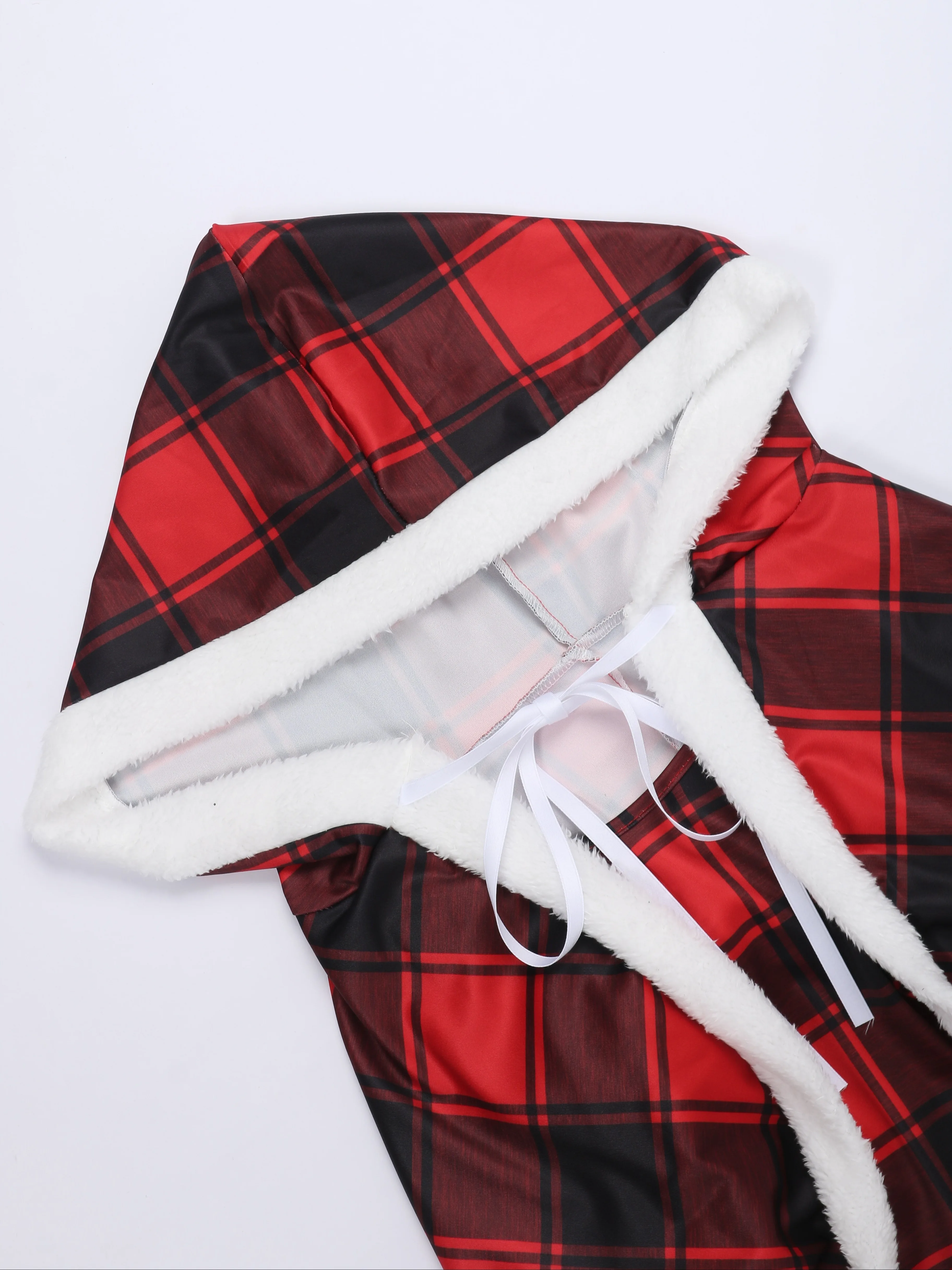 Plaid Print Hooded Shawl Dress for Plus Size Women