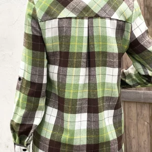 Plaid Print Women's Plus Size Button-Up Blouse